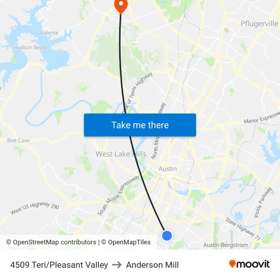 4509 Teri/Pleasant Valley to Anderson Mill map