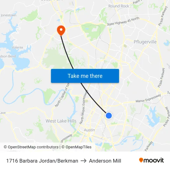 1716 Barbara Jordan/Berkman to Anderson Mill map