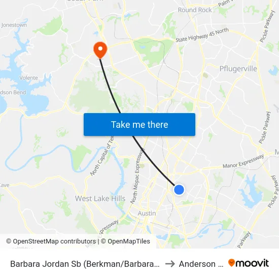 Barbara Jordan Sb (Berkman/Barbara Jordan) to Anderson Mill map