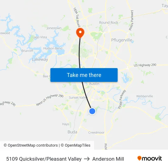5109 Quicksilver/Pleasant Valley to Anderson Mill map