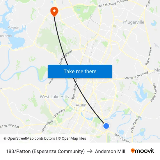 183/Patton (Esperanza Community) to Anderson Mill map