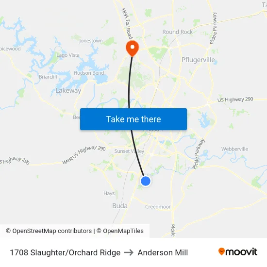 1708 Slaughter/Orchard Ridge to Anderson Mill map
