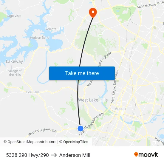 5328 290 Hwy/290 to Anderson Mill map
