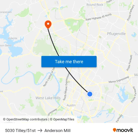 5030 Tilley/51st to Anderson Mill map
