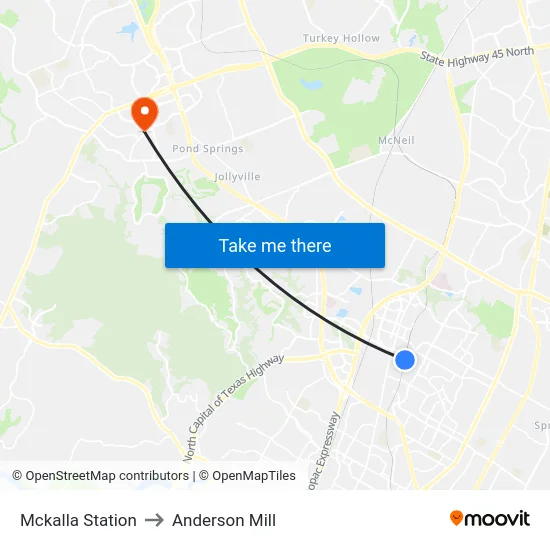 Mckalla Station to Anderson Mill map