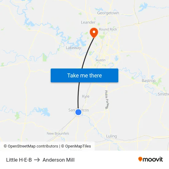 Little H-E-B to Anderson Mill map