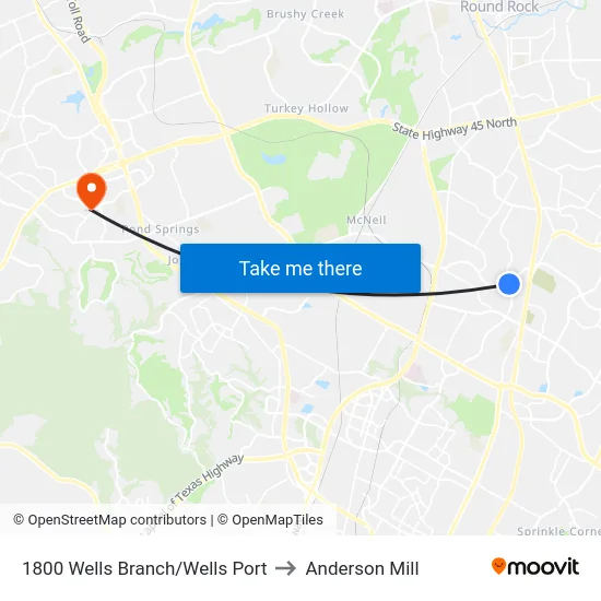 1800 Wells Branch/Wells Port to Anderson Mill map