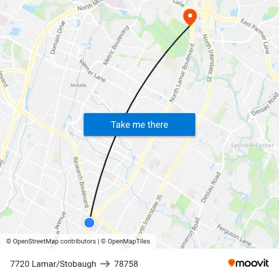 7720 Lamar/Stobaugh to 78758 map