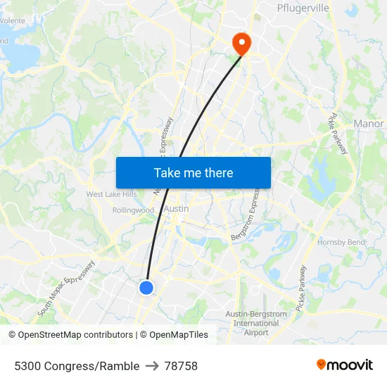 5300 Congress/Ramble to 78758 map