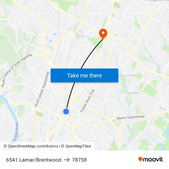 6541 Lamar/Brentwood to 78758 map