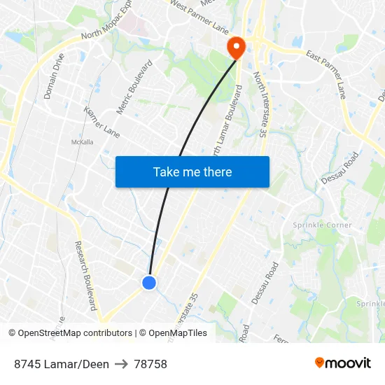 8745 Lamar/Deen to 78758 map