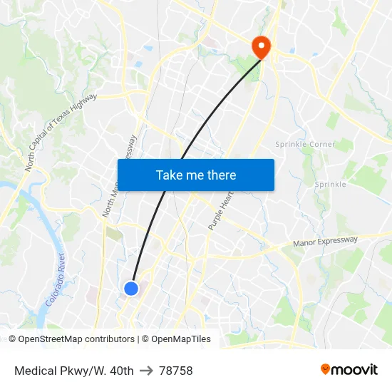 Medical Pkwy/W. 40th to 78758 map