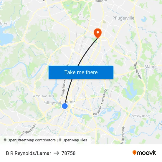 B R Reynolds/Lamar to 78758 map