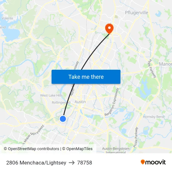 2806 Menchaca/Lightsey to 78758 map