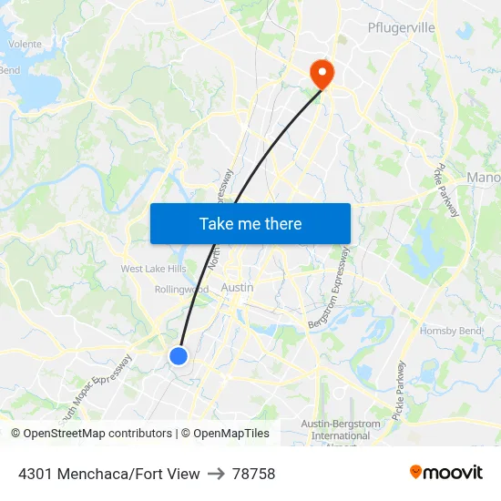 4301 Menchaca/Fort View to 78758 map