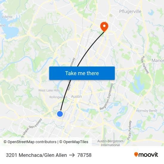 3201 Menchaca/Glen Allen to 78758 map