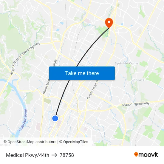 Medical Pkwy/44th to 78758 map