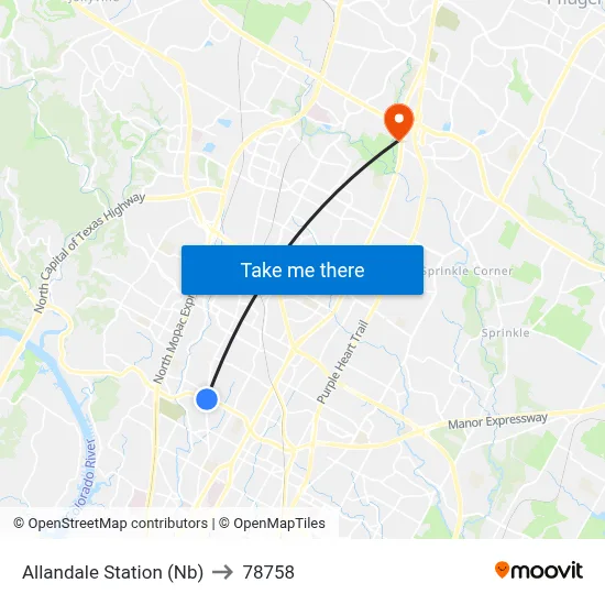 Allandale Station (Nb) to 78758 map
