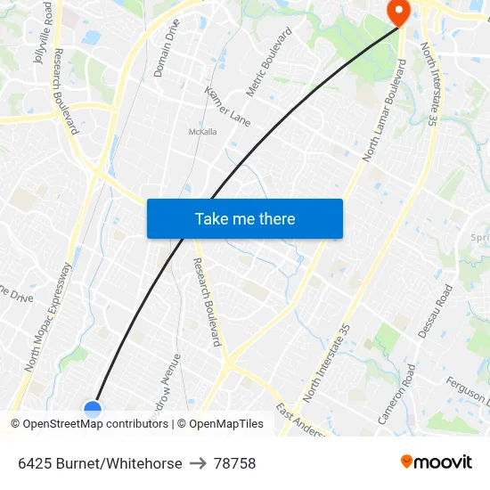 6425 Burnet/Whitehorse to 78758 map
