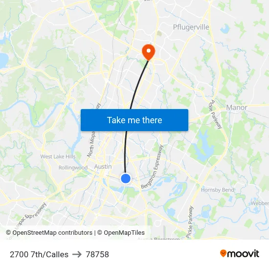 2700 7th/Calles to 78758 map