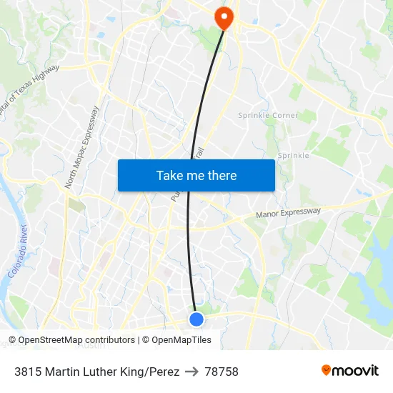 3815 Martin Luther King/Perez to 78758 map