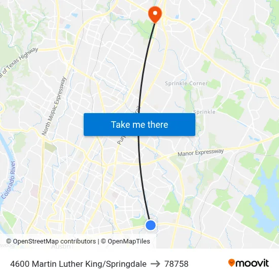 4600 Martin Luther King/Springdale to 78758 map