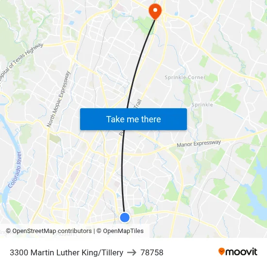 3300 Martin Luther King/Tillery to 78758 map