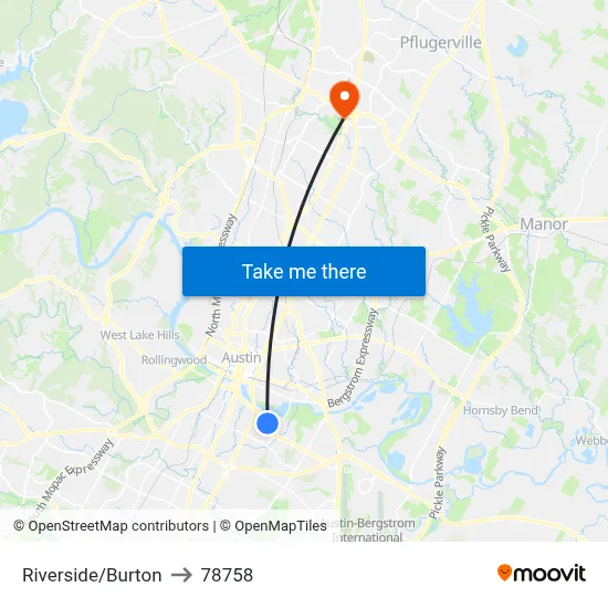 Riverside/Burton to 78758 map