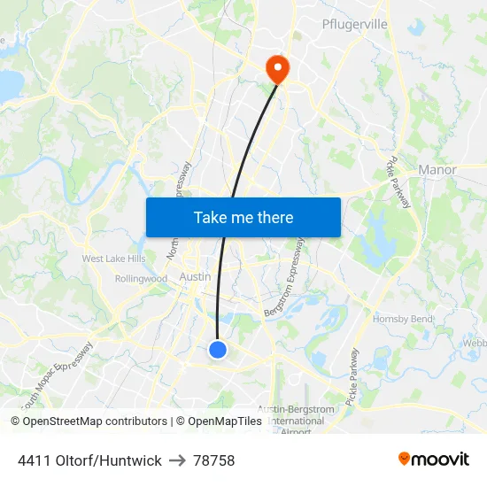 4411 Oltorf/Huntwick to 78758 map