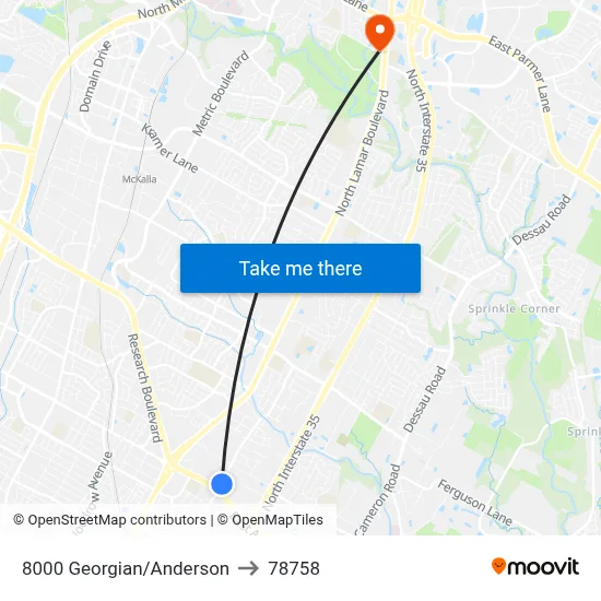 8000 Georgian/Anderson to 78758 map