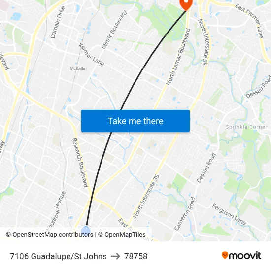 7106 Guadalupe/St Johns to 78758 map