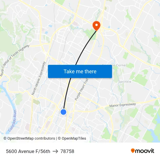 5600 Avenue F/56th to 78758 map