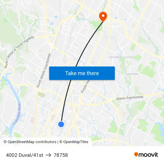 4002 Duval/41st to 78758 map