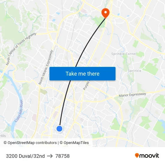 3200 Duval/32nd to 78758 map
