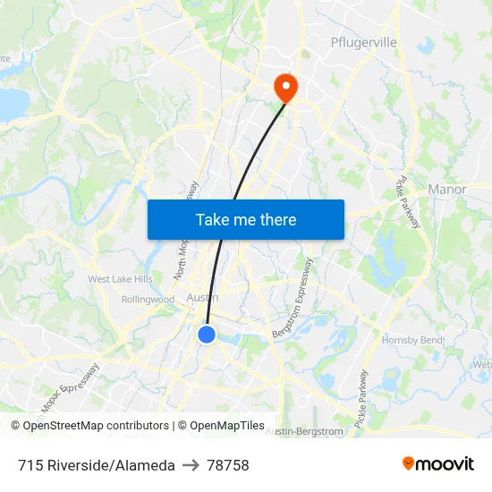 715 Riverside/Alameda to 78758 map