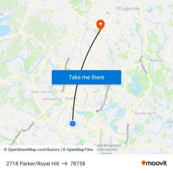 2718 Parker/Royal Hill to 78758 map
