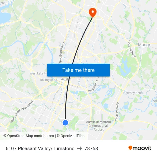 6107 Pleasant Valley/Turnstone to 78758 map