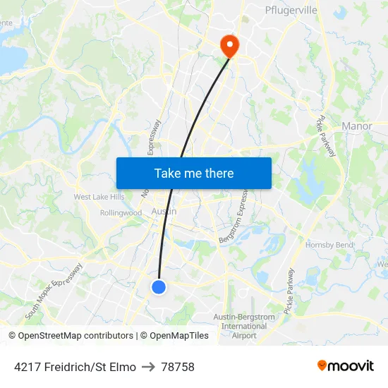 4217 Freidrich/St Elmo to 78758 map
