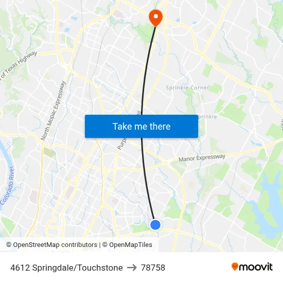 4612 Springdale/Touchstone to 78758 map