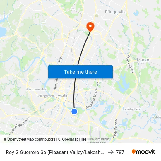 Roy G Guerrero Sb (Pleasant Valley/Lakeshore) to 78758 map