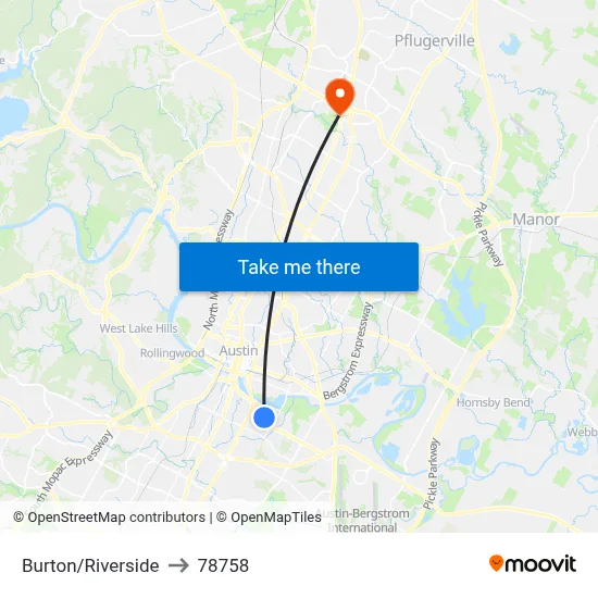 Burton/Riverside to 78758 map