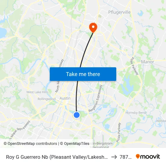 Roy G Guerrero Nb (Pleasant Valley/Lakeshore) to 78758 map
