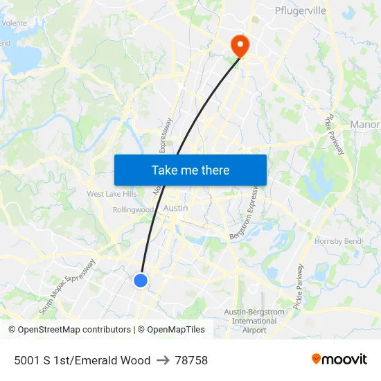 5001 S 1st/Emerald Wood to 78758 map