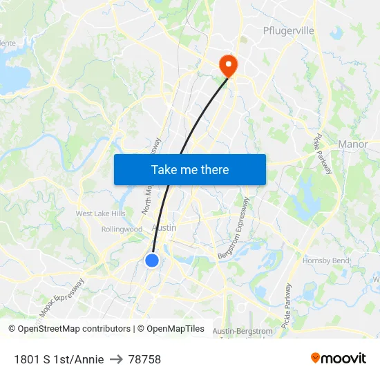 1801 S 1st/Annie to 78758 map