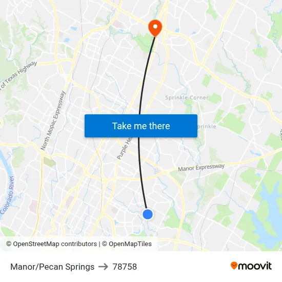 Manor/Pecan Springs to 78758 map