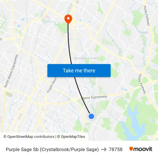 Purple Sage Sb (Crystalbrook/Purple Sage) to 78758 map