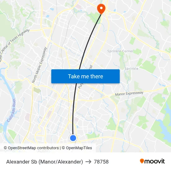 Alexander Sb (Manor/Alexander) to 78758 map