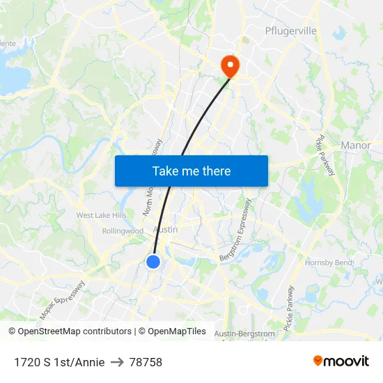 1720 S 1st/Annie to 78758 map