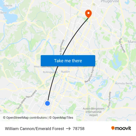 William Cannon/Emerald Forest to 78758 map