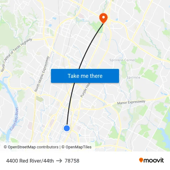 4400 Red River/44th to 78758 map